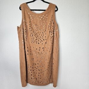 Cato Woman Brown Dress‎ Womens Plus 24 W Sleeveless Shift Midi Cutouts